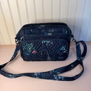 lug Floral Quilted Navy Crossbody Bag